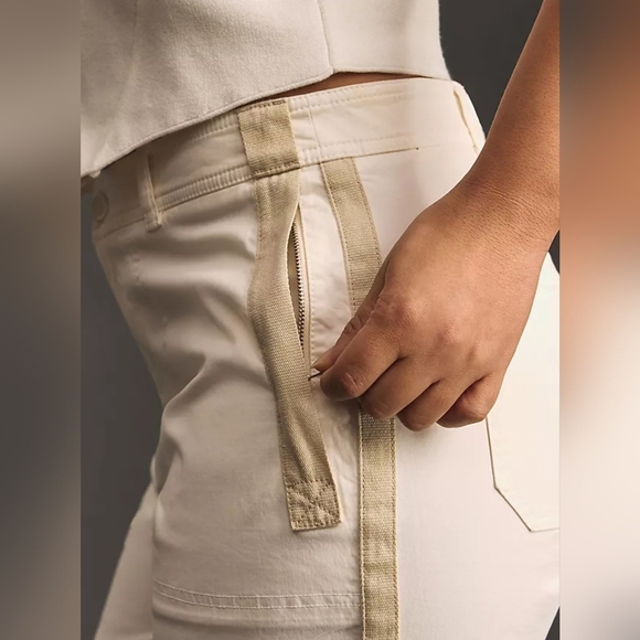 The Richie Slim Joggers By Anthropologie | Striped Seam, Elastic Cuff, White, 12 - Picture 4 of 16